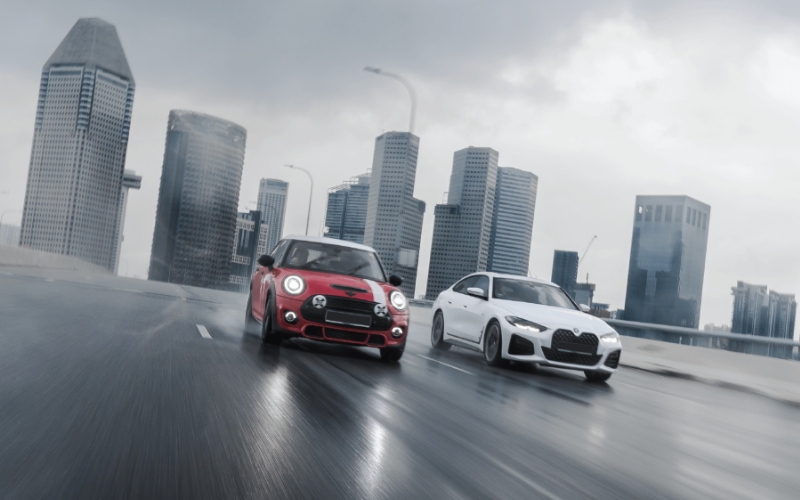 MINI Cooper luxury car in city.